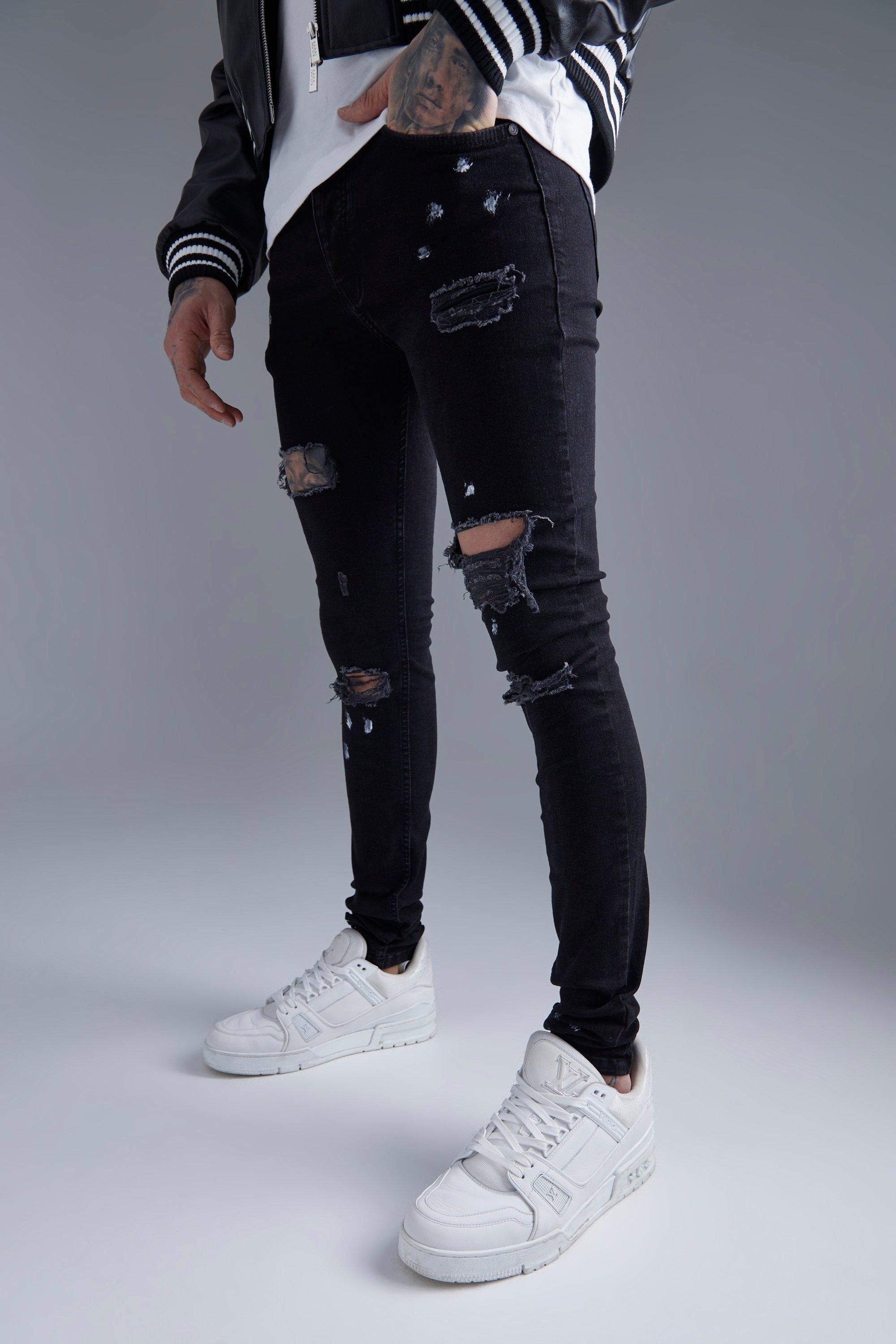 Boohooman black best sale ripped jeans